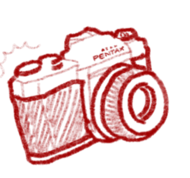 An illustration of an old film 35mm camera